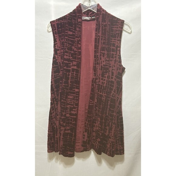 Susan Graver‎ Womens XS Maroon Burn Out Velvet Open Sleeveless Top - Picture 1 of 9